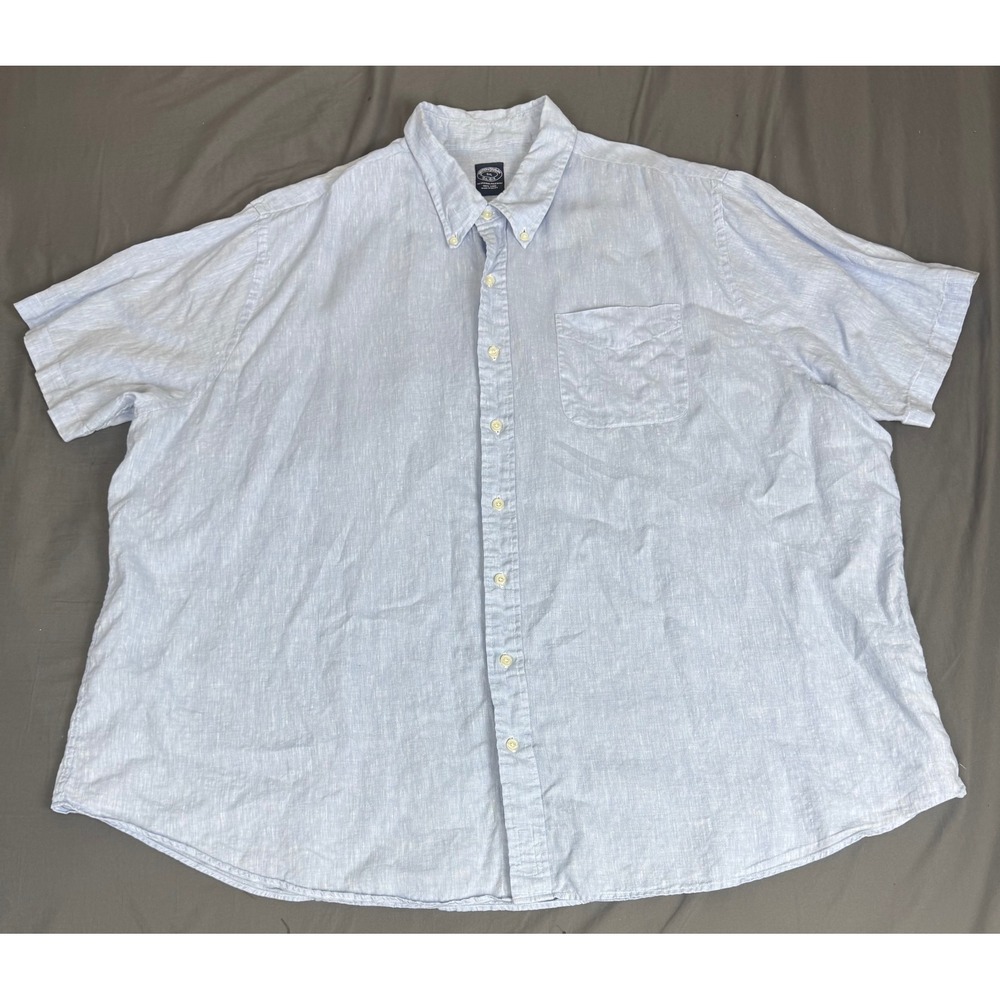 Brooks Brothers Baird McNutt Irish Linen Short Sleeve Shirt Blue 3XL Casual